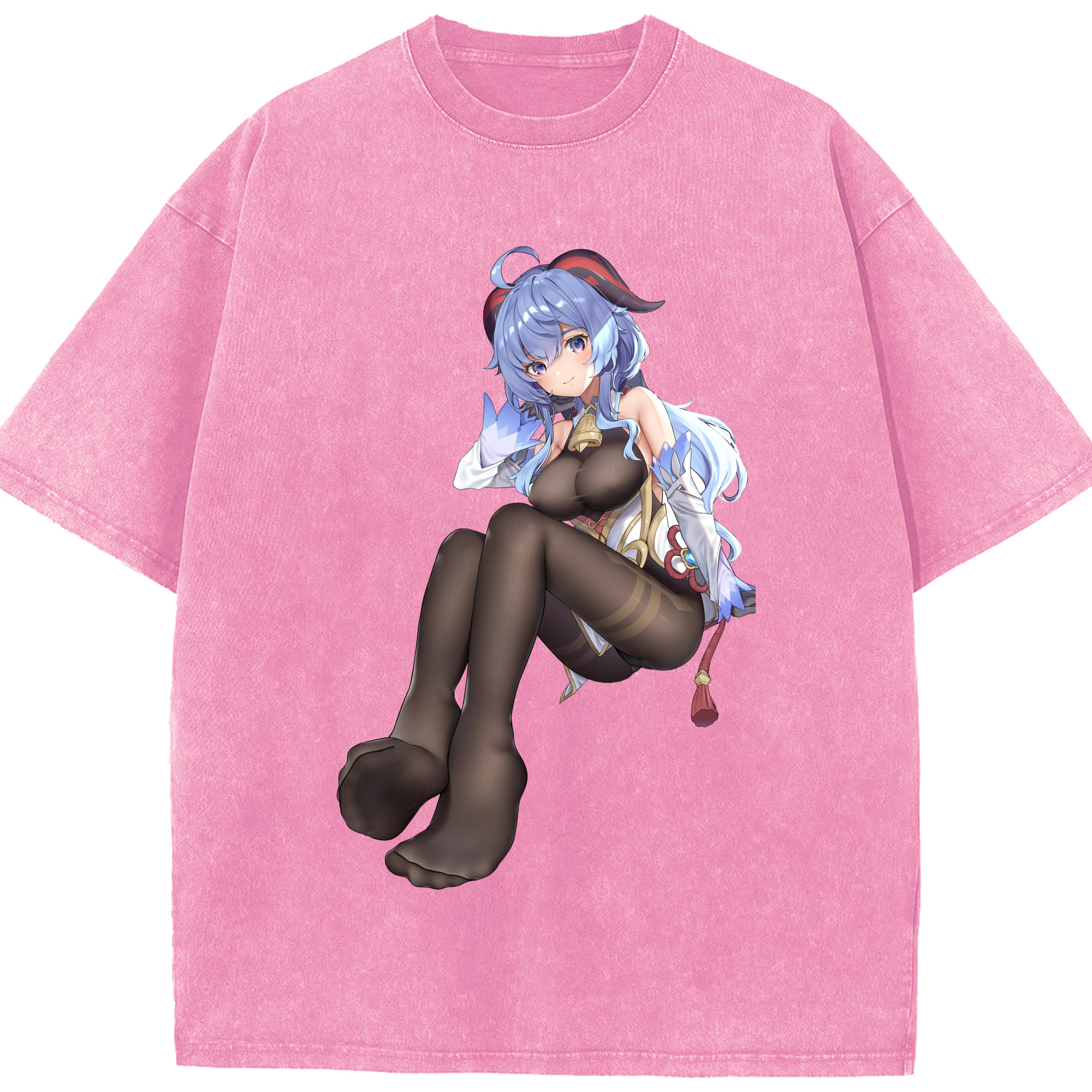 げんし神 甘雨 かんう genshin Ganyu 綿100% ヴィンテージ風 半袖Tシャツ（フロントプリント）